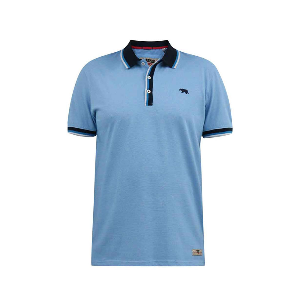 D555 Stripe Jersey polo with rib Collar Sky