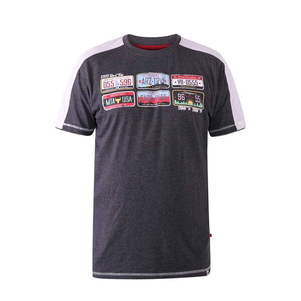 D555 Soho Number Plate Tee Charcoal Marle-shop-by-brands-Beggs Big Mens Clothing - Big Men's fashionable clothing and shoes