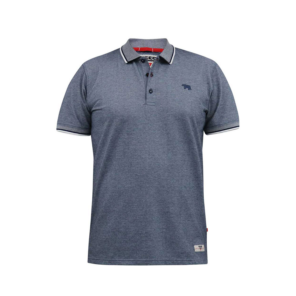 D555 Pique Polo With Jacquard Collar Navy