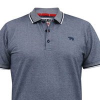 D555 Pique Polo With Jacquard Collar Navy