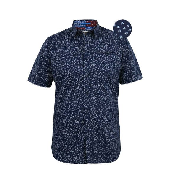 D555 Brody Small Pattern SS Shirt Navy-shop-by-brands-Beggs Big Mens Clothing - Big Men's fashionable clothing and shoes