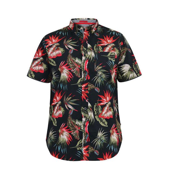 D555 Lennox Hawaiian SS Shirt Black-shop-by-brands-Beggs Big Mens Clothing - Big Men's fashionable clothing and shoes