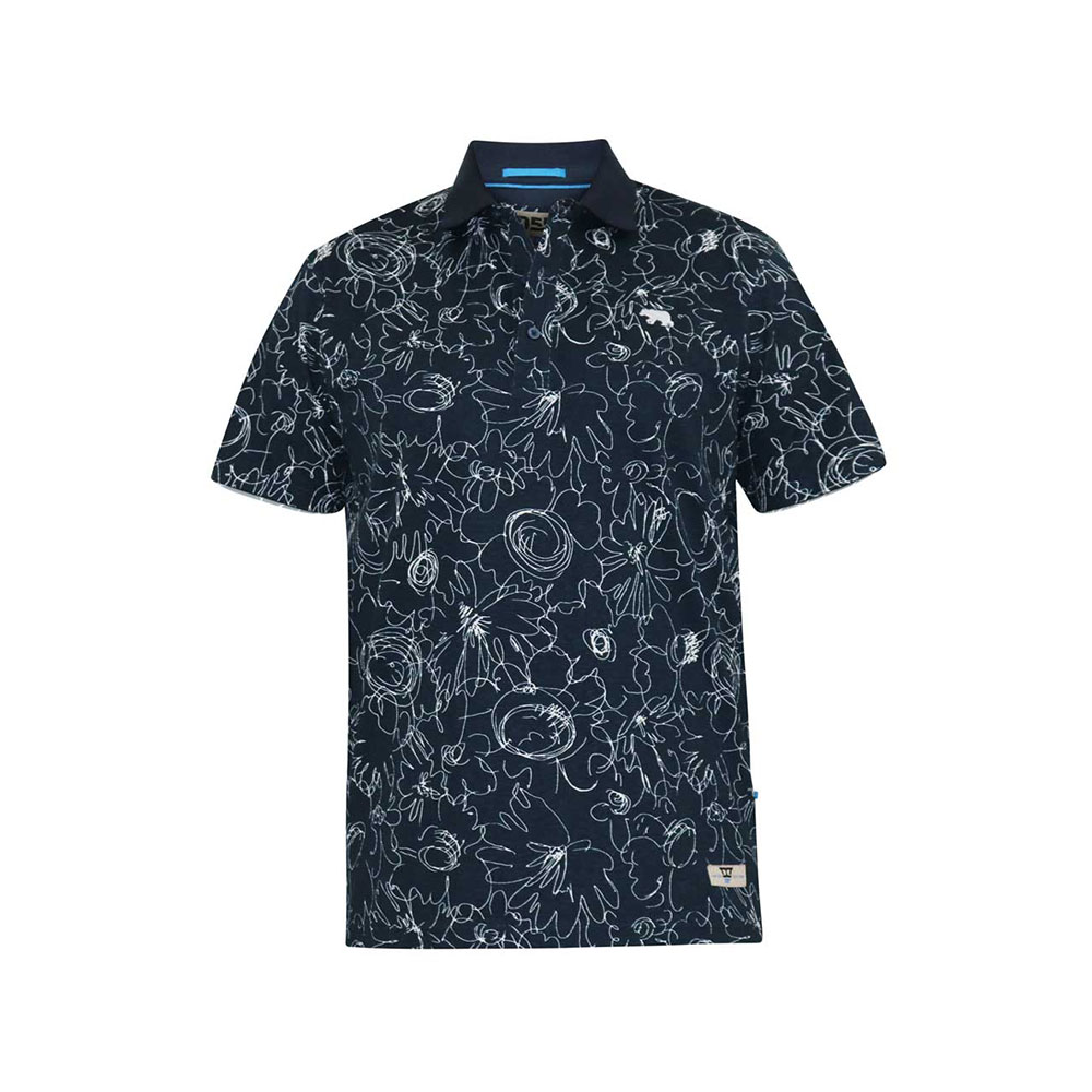 D555 Roland Abstract Printed Pique Polo Navy