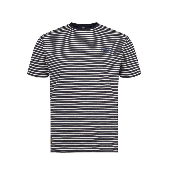 North 56 Denim Blue Striped Cotton Tee-shop-by-brands-Beggs Big Mens Clothing - Big Men's fashionable clothing and shoes