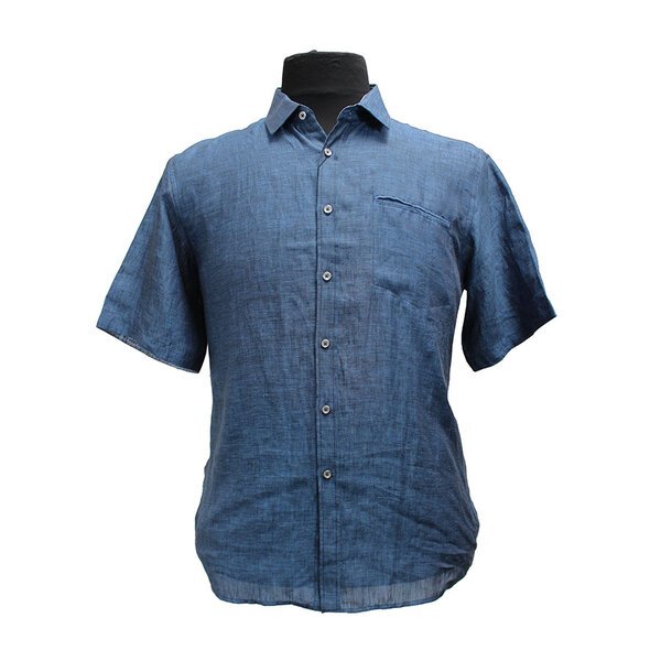 Berlin Irish Linen SS Shirt Navy-shop-by-brands-Beggs Big Mens Clothing - Big Men's fashionable clothing and shoes