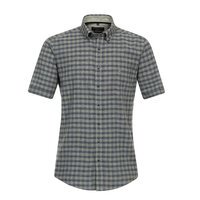 Casa Moda Linen Mix Textured Check SS Shirt Green