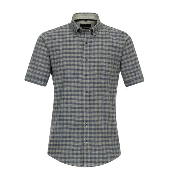 Casa Moda Linen Mix Textured Check SS Shirt Green-shop-by-brands-Beggs Big Mens Clothing - Big Men's fashionable clothing and shoes