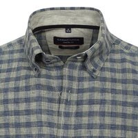 Casa Moda Linen Mix Textured Check SS Shirt Green