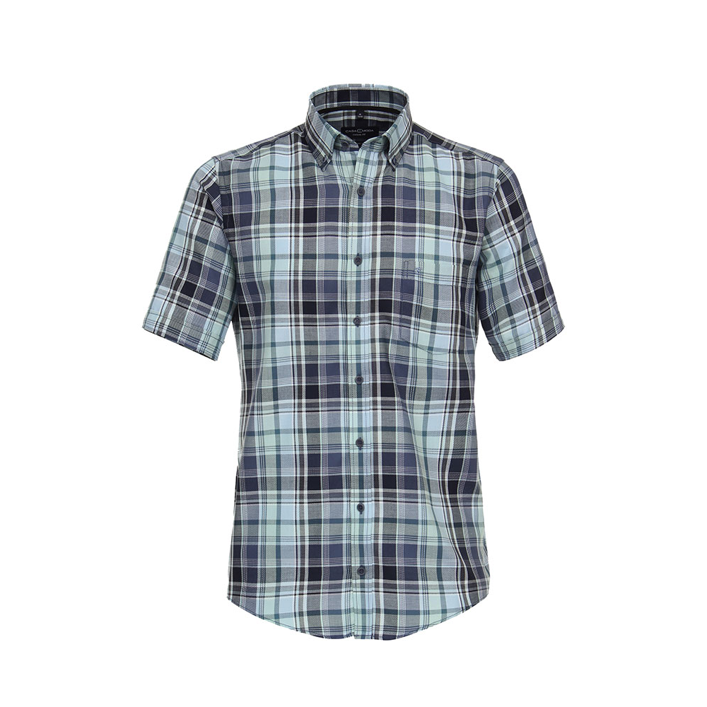 Casa Moda Small Check SS Shirt Petrol