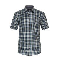 Casa Moda Small Check SS Shirt Green Blue