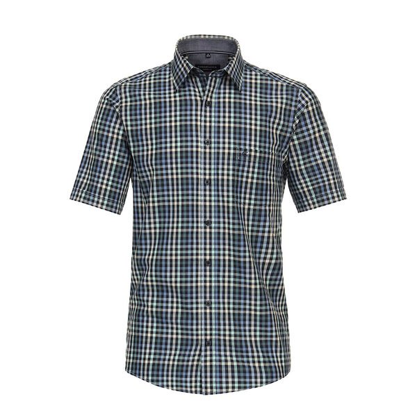 Casa Moda Small Check SS Shirt Green Blue-shop-by-brands-Beggs Big Mens Clothing - Big Men's fashionable clothing and shoes