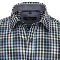 Casa Moda Small Check SS Shirt Green Blue