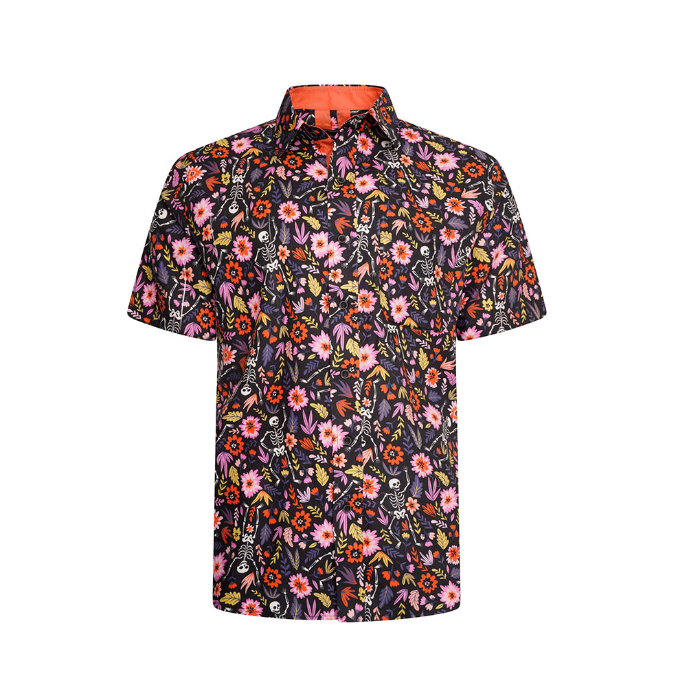 KBS Floral Skeleton Digital Satin Finish SS Shirt