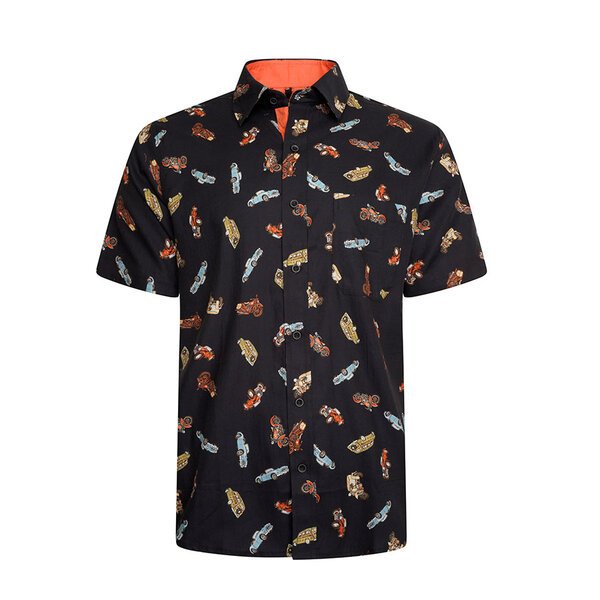 KAM Vintage Car Print SS Shirt Black-shop-by-brands-Beggs Big Mens Clothing - Big Men's fashionable clothing and shoes