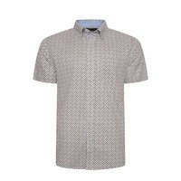 Kam All Over Geo Print Poly Cotton SS Shirt