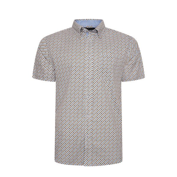 Kam All Over Geo Print Poly Cotton SS Shirt-shop-by-brands-Beggs Big Mens Clothing - Big Men's fashionable clothing and shoes