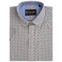 Kam All Over Geo Print Poly Cotton SS Shirt