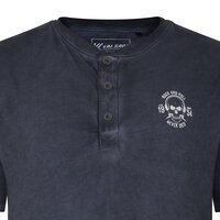 Kam Acid Wash Skull Print Tee Indigo