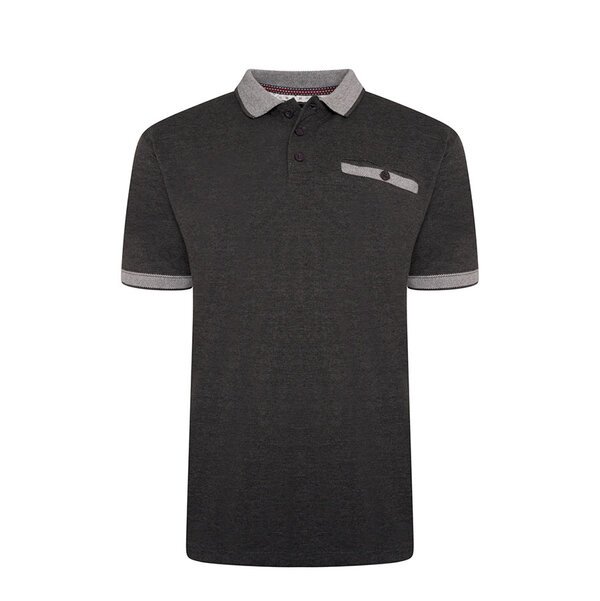 Kam Pique Jacquard Polo With Pocket Charcoal Marl-shop-by-brands-Beggs Big Mens Clothing - Big Men's fashionable clothing and shoes