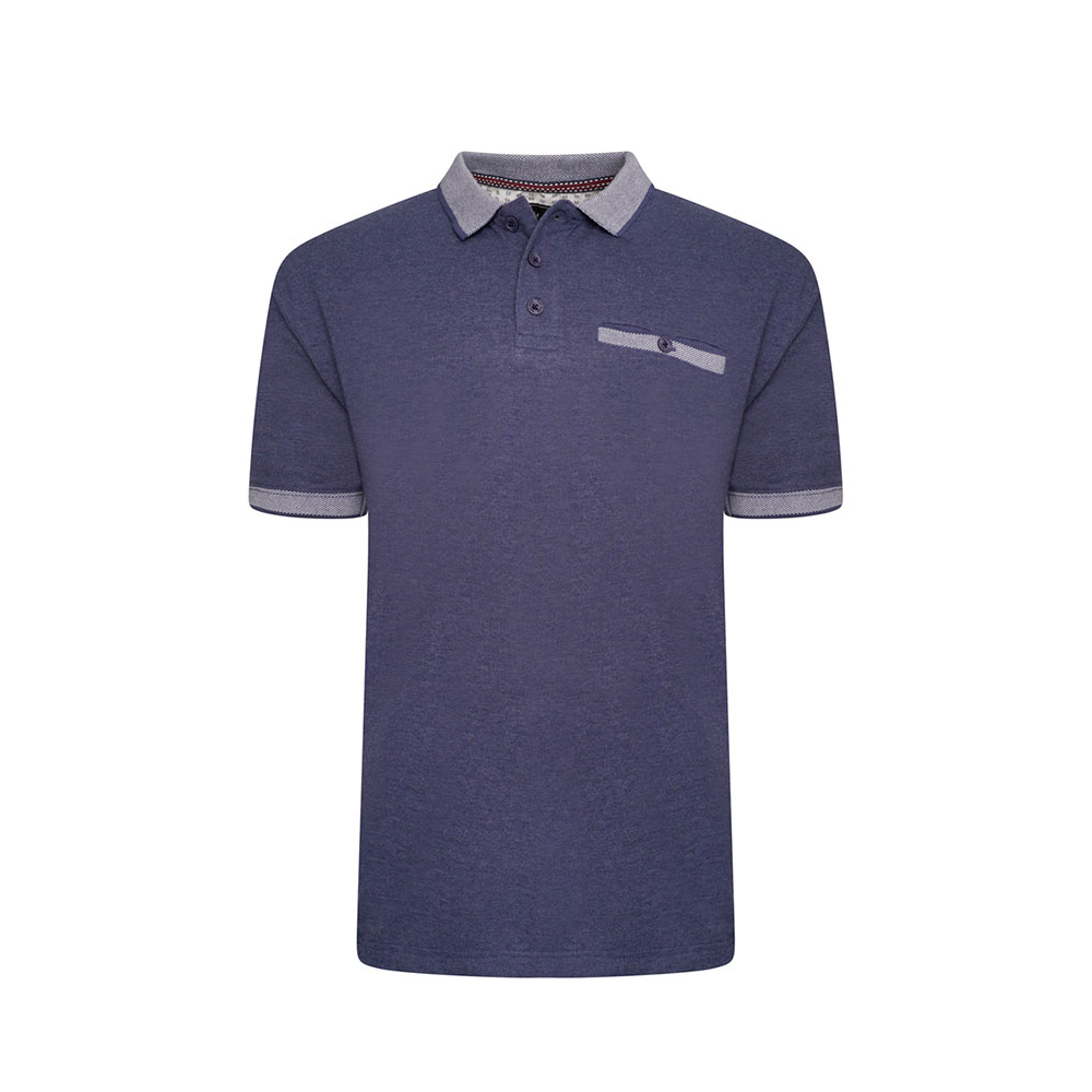 Kam Pique Jacquard Polo With Pocket Royal Blue