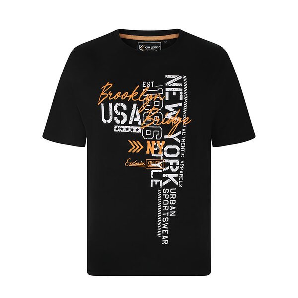 Kam New York Black Print Tee-shop-by-brands-Beggs Big Mens Clothing - Big Men's fashionable clothing and shoes