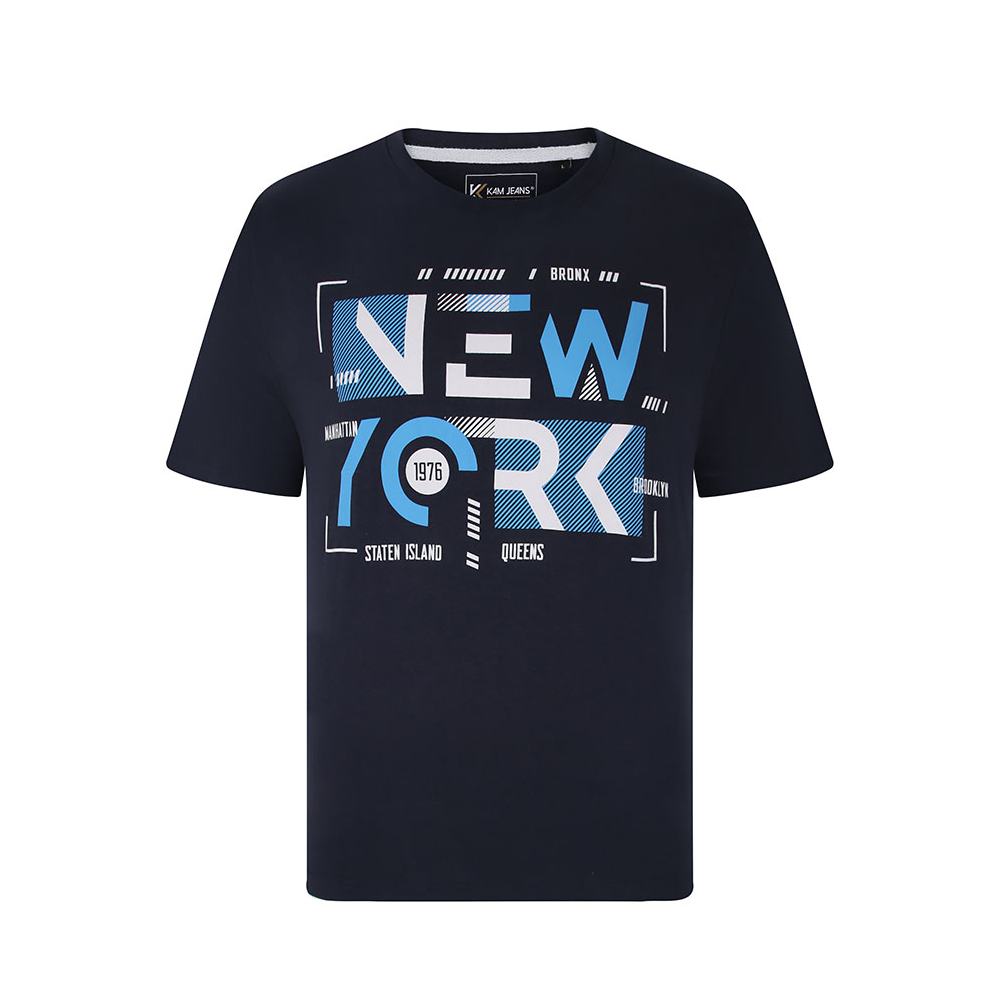 Kam New York Navy Print Tee