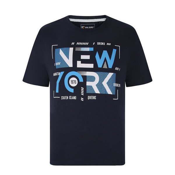 Kam New York Navy Print Tee-shop-by-brands-Beggs Big Mens Clothing - Big Men's fashionable clothing and shoes