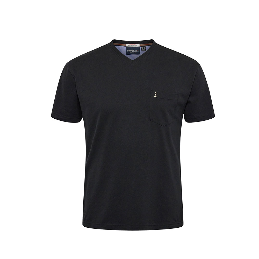 North 56 V neck Tee Super Sterch Black